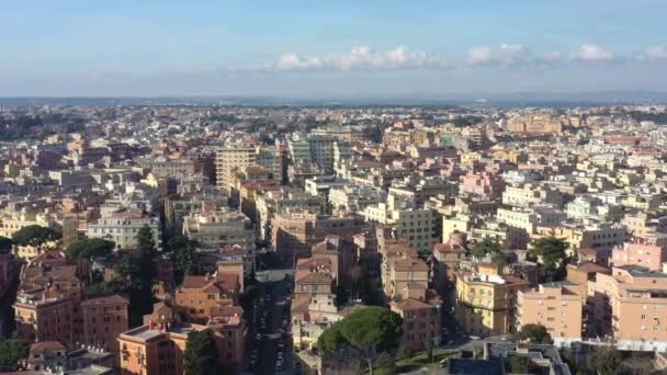 Aerial view of residential district of Rome, Italy. Tilt up panoramic shot. — Stok video