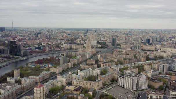 Aerial drone shot of Moscow city centre panorama from above — Stock Video