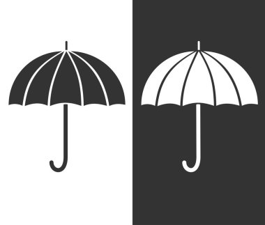 Gri şemsiye simgesi. Siluet koruma iz. Güvenlik simgesi.