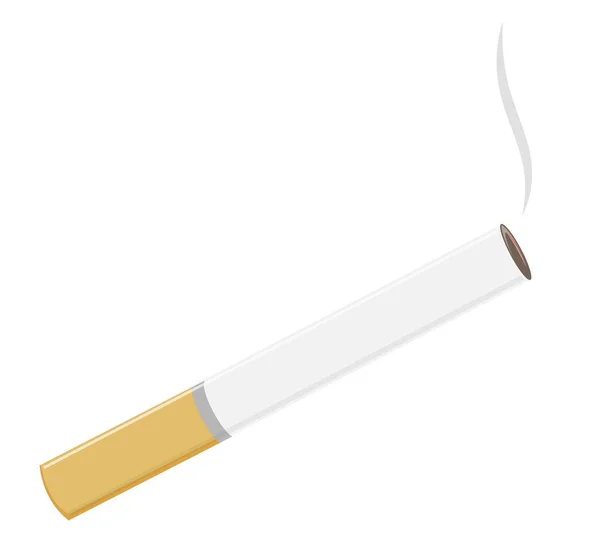 Cigarrillo sobre fondo blanco. El mal hábito de fumar. Humo de nicotina — Archivo Imágenes Vectoriales