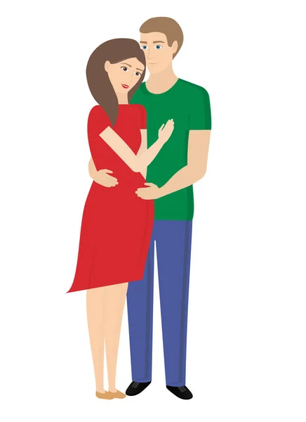 Junges Ehepaar glücklich schwanger. Familienplanung — Stockvektor