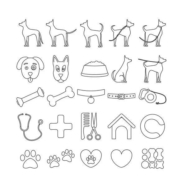 köpek küme satır simgeler. Evde beslenen hayvan sembolleri ve işareti