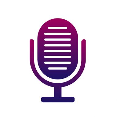 Mikrofon simgesi. Şarkıcı, müzik ve radyo sembolü. Şık ve modern.