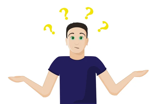 Karışık tanıyorum soru, eller yaymak için cevap değil. İşaretler soru yükü. Sorgulayıcı bak. Duyguların üremenin