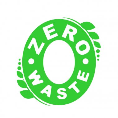 Logo or badge of zero waste. Garbage processing and recycling. Ecology green symbol clipart