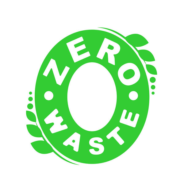 Logo or badge of zero waste. Garbage processing and recycling. Ecology green symbol