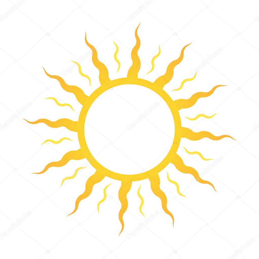 Icon or logo sun, for sun deck or cosmetics for sunbathing.
