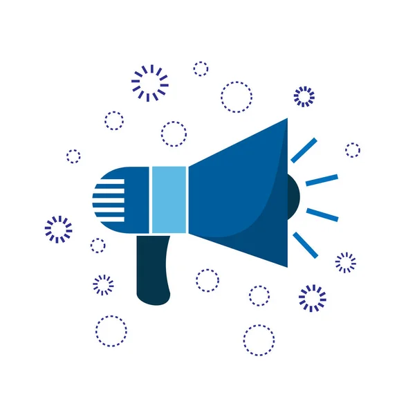 Marketing pictogram blauwe hoorn. reclame sign — Stockvector