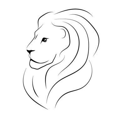 Aslan yana başkanı. Siyah anahat.