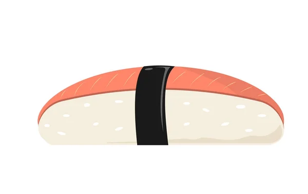 Sushi com arroz, salmão e nori. Isolado único — Vetor de Stock