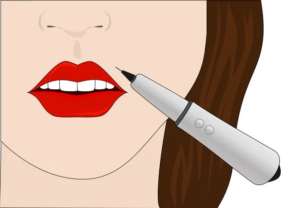 Процедура постійного макіяжу губ . — стоковий вектор