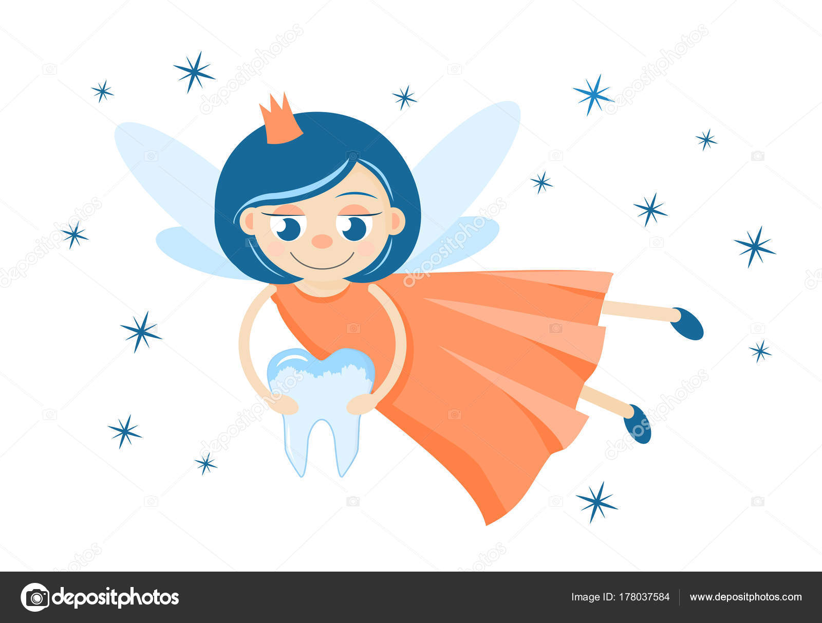 ミルク歯を保持しているかわいい歯の妖精 ストックベクター ©LiliiaKyrylenko 178037584, image size:1600x1212