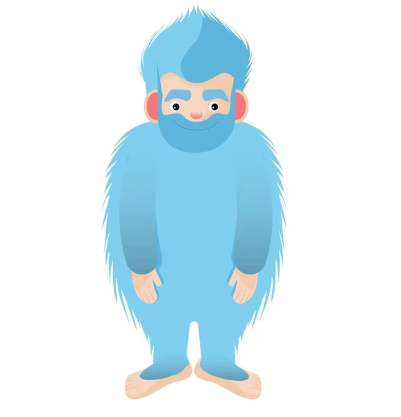 Μπλε τριχωτό Bigfoot. Το μυθικό yeti χαμόγελο — Διανυσματικό Αρχείο