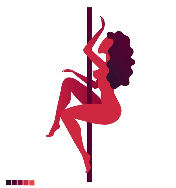 La chica baila pole dance. Mujer sexy en el pilón. Caballero o club de striptease — Vector de stock