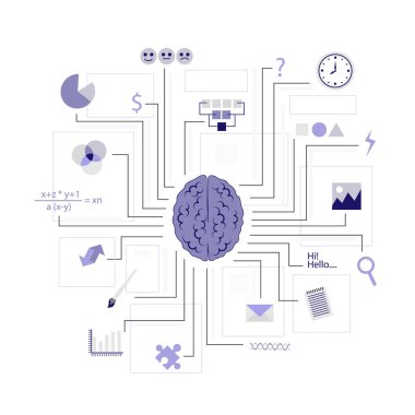 Function of the brain. Artificial intelligence clipart