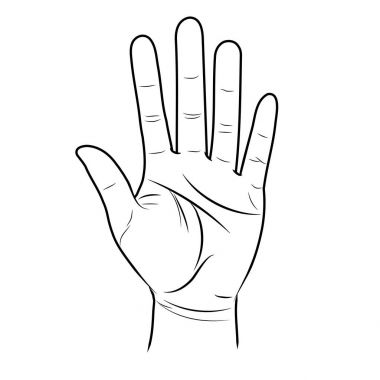 Açık el kaldırdı. Kehanet avuç çizgilerle