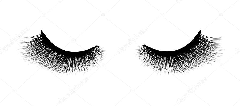 Eyelash extension. A beautiful make-up. Thick fuzzy cilia. Mascara for volume and length.