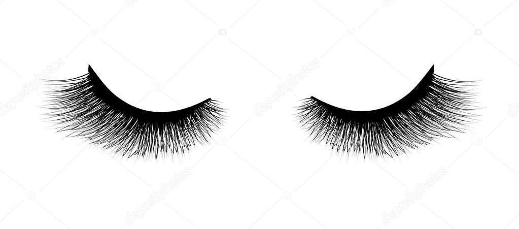 Eyelash extension. A beautiful make-up. Thick fuzzy cilia. Mascara for volume and length. False