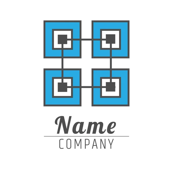 Een geometrische logo bestaande uit vierkanten en snijpunt lijnen. — Stockvector