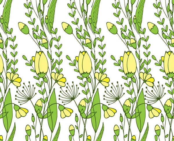 Naadloze bloem ornament en blad takken. bloemmotief. — Stockvector