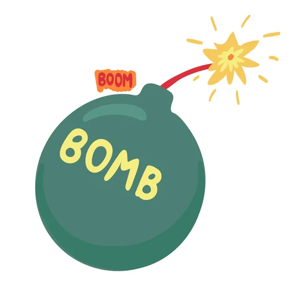 Isolated sticker bomb. The wick burns to the finish and make a boom — Stock Vector