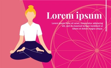 Yoga ve meditasyon. Lotus pozisyonunda oturan kız.