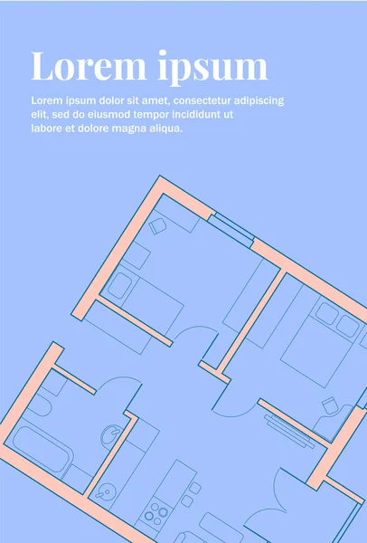 बांधकाम प्रकल्प. अपार्टमेंट लेआउटचे आर्किटेक्चरल रेखाचित्र — स्टॉक व्हेक्टर