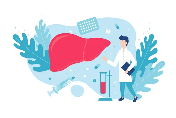 Hepatologia e gastroenterologia. Prevenção da doença hepática. Medicina e saúde . Ilustração De Bancos De Imagens