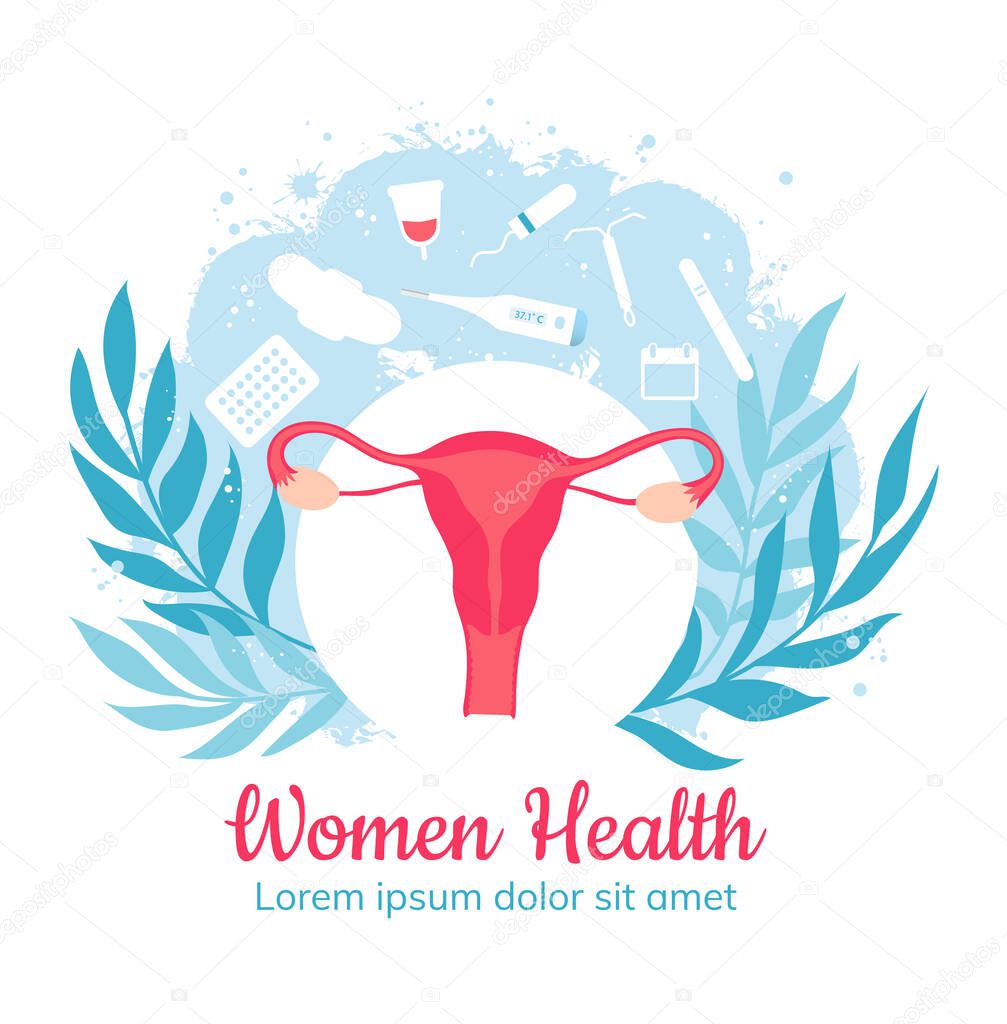 Gynecology and women health. Gynecological clinic. Vector