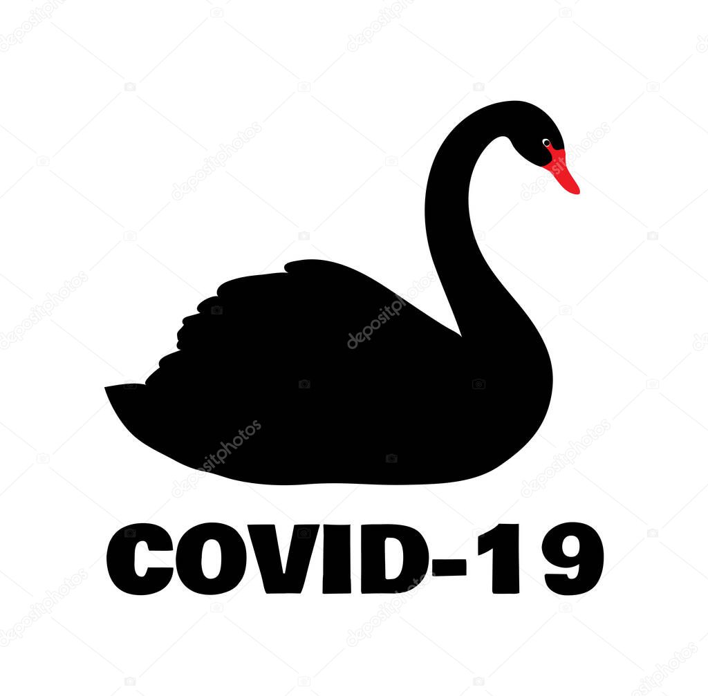 Black swan symbol of an emergency. Coronavirus cause global crisis. World epidemic
