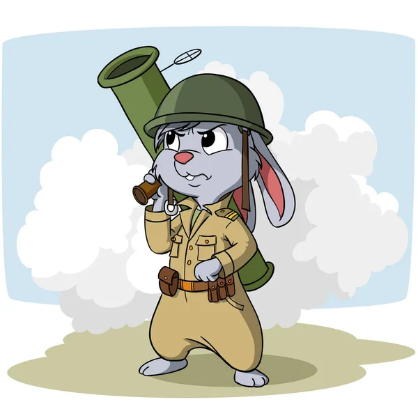 Cartoon bunny with bazooka — Stock Vector