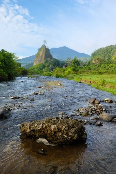 Der Fließende Saubere Fluss Bei Ngarai Sianok Westsumatra Indonesien Morgen — Stockfoto