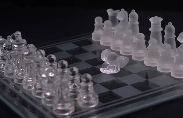 Glaskönig Schachspiel Strategie Und Taktische Konzepte — Stockfoto