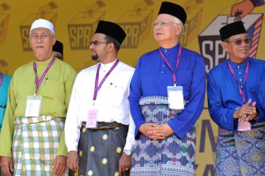 Pekan, Malezya - 28 Nisan: Başbakan Mohd Najib Abdul Razak üzerinde 28 Nisan 2018 Pekan, Pahang, Malezya yılında aday gün boyunca. O Meclis 14 genel seçimleri için 7 Nisan çözünmüş.