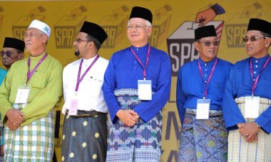 Pekan, Malezya - 28 Nisan: Başbakan Mohd Najib Abdul Razak üzerinde 28 Nisan 2018 Pekan, Pahang, Malezya yılında aday gün boyunca. O Meclis 14 genel seçimleri için 7 Nisan çözünmüş.