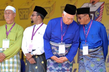 Pekan, Malezya - 28 Nisan: Başbakan Mohd Najib Abdul Razak üzerinde 28 Nisan 2018 Pekan, Pahang, Malezya yılında aday gün boyunca. O Meclis 14 genel seçimleri için 7 Nisan çözünmüş.