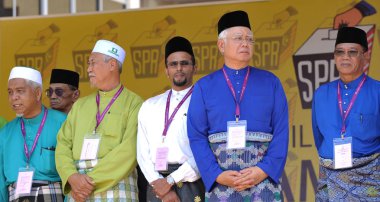 Pekan, Malezya - 28 Nisan: Başbakan Mohd Najib Abdul Razak üzerinde 28 Nisan 2018 Pekan, Pahang, Malezya yılında aday gün boyunca. O Meclis 14 genel seçimleri için 7 Nisan çözünmüş.