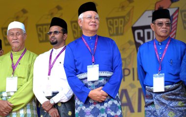 Pekan, Malezya - 28 Nisan: Başbakan Mohd Najib Abdul Razak üzerinde 28 Nisan 2018 Pekan, Pahang, Malezya yılında aday gün boyunca. O Meclis 14 genel seçimleri için 7 Nisan çözünmüş.