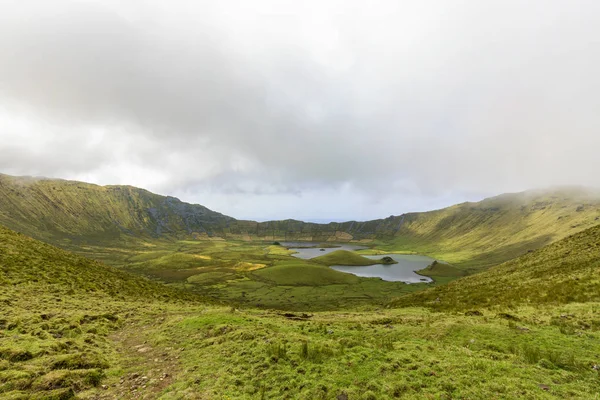 Υπέροχο Corvo Caldera Ένα Καλοκαιρινό Πρωινό Στο Νησί Του Corvo — Φωτογραφία Αρχείου