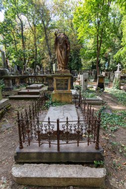 Prag, Çek Cumhuriyeti - 6 Eylül 2016 'da Çek Cumhuriyeti' nin Prag kentindeki Olsany mezarlığı içinde güzel bir yaz manzarası.