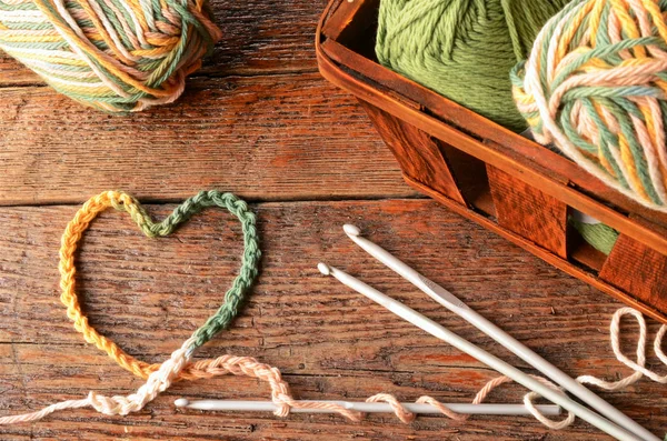 Crochet Yarn and Hooks. — Stock Photo, Image