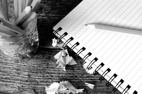 Cuaderno y Lápiz Primer plano — Foto de Stock