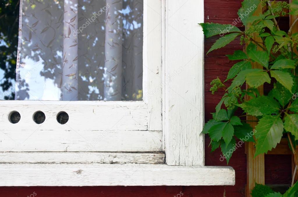 Old Wooden Window With Peeling Paint