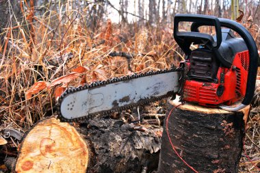 Eski kırmızı Chainsaw