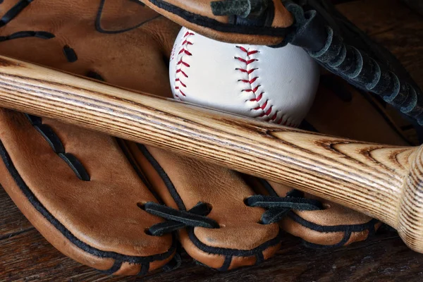 Close Image Old Used Baseball Equipment — Stock Photo, Image