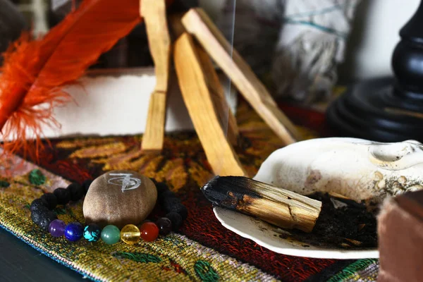 Uma Imagem Perto Pau Mancha Palo Santo Queimado Usado Limpeza — Fotografia de Stock