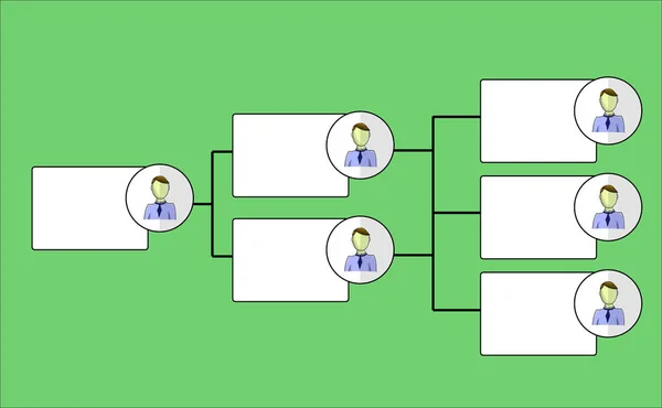 緑の背景の頭を持つ白 organogram — ストックベクタ