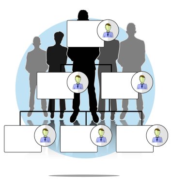 Organogram illüstrasyon iş insanlar grubu ile