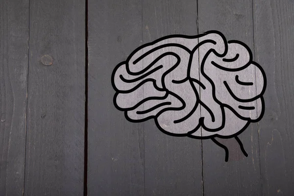Ilustracja z mózgu na podłoże drewniane — Zdjęcie stockowe