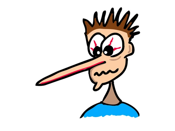 Ilustração de uma pessoa fazendo uma mentira sobre fundo branco — Vetor de Stock
